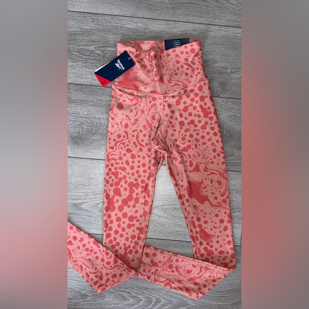 Reebok Size XXS Lux HR 2.0 Tights New W/ Tags MSRP$55 Pink/orange